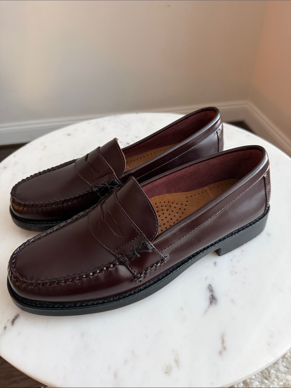Weejuns Bass Burgundy Leather Penny Loafers Size 9